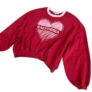 Vinyl‎ Icons Heart California Sweatshirt Top Baggy Sleeves Oversived Womens M